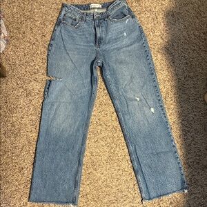 Abercrombie & Fitch Distressed Blue Straight Leg Jeans